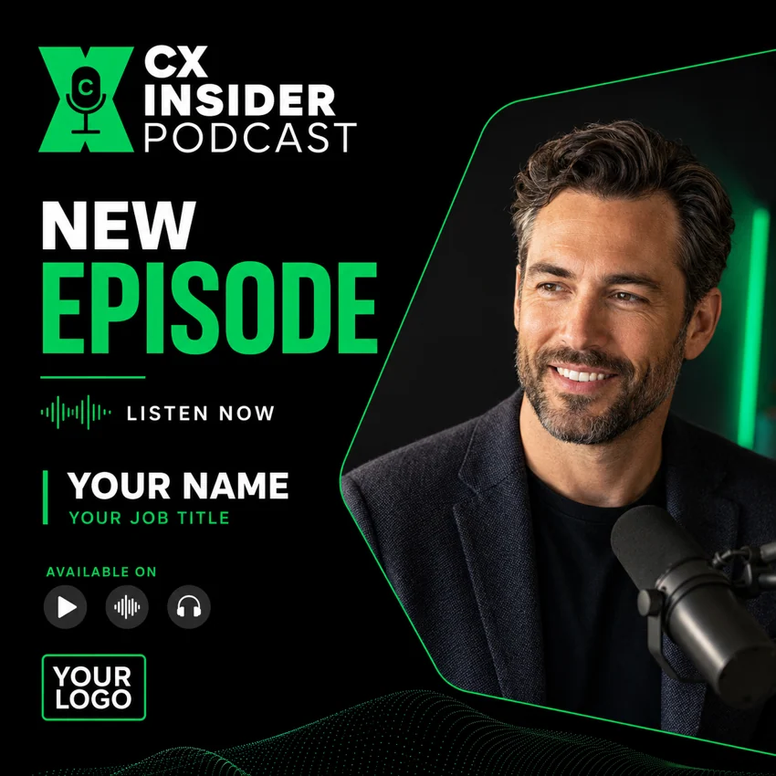 Example CX Insider episode announcement with sponsor logo position